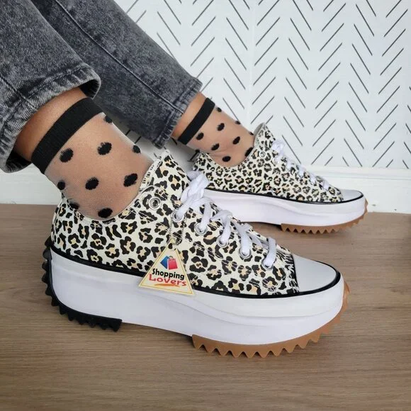 ❤️Converse Run Star Hike Platform Archive Leopard 5 Women's Shoes White A16286C - Picture 5 of 14